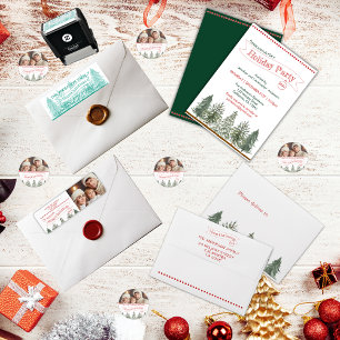 Botanisch groen Rood groen Foto Vrolijk Kerstmis Ronde Sticker