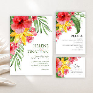 Bloemen Tropische Bestemming Bruiloft Save The Date