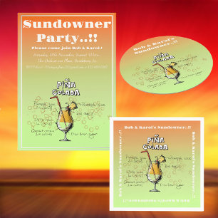 Sundowner Pina Colada Cocktail Party Ronde Kartonnen Onderzetter