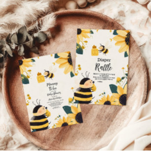  mama naar Bee Yellow Floral Baby shower Kaart