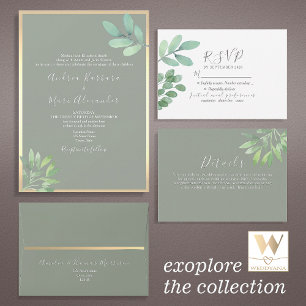 Botanical Sage Green Wedding Dank u Ronde Sticker
