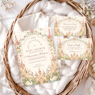 Elegant Zwanenprinses Kasteel Baby Shower Servet