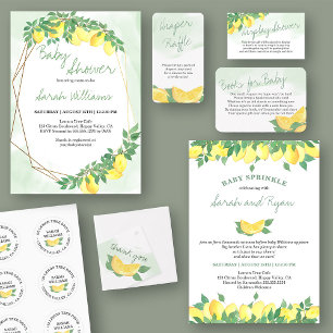 Citrus Lemons Gold Lijst Mint Wash Baby shower Kaart