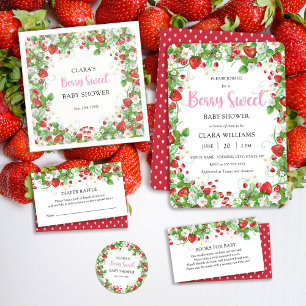 Strawberry Berry Sweet Baby shower Budget Briefkaa Uitnodiging Briefkaart