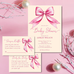 Roze strik lint baby shower schattige elegante sja servet
