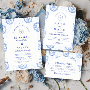 Traditioneel Blauw Wit Delft Trouwen Bedankkaart