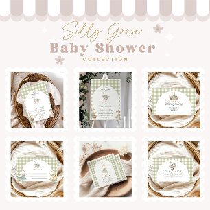  Groen Gekke Gans Baby shower Registry Informatiekaartje