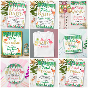 Tropical Summer Beach Luau Boys Baby shower Kaart