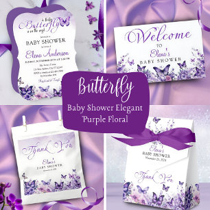 Butterfly Baby shower Paarse Bloemen Gift Registry Informatiekaartje
