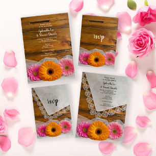 Daisy Trio en Lace Country Barn Wedding RSVP