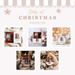2 Foto geplaatst Eerste kerst Feestdagenkaart