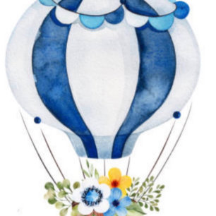Baby shower Navy Blue Hot Air ballon Floral Boy Kaart