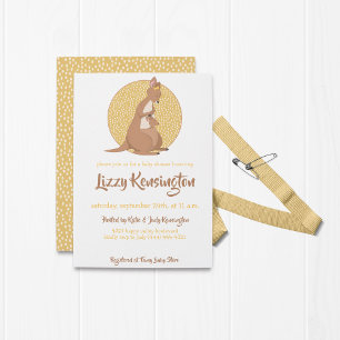 Kangaroo Baby Girl Shower Pink Kaart