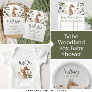Boho Woodland Fox Wild One Baby Bodysuit