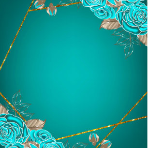 Turquoise Rozen Gold Geometric Wedding Kaart