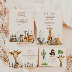 Oh Boy Schattige Safari Dierengroen Baby shower Kaart