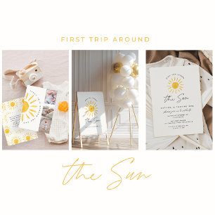 zonneschijn 1 verjaardag waterverf zongeel modern kaart