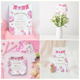 Een beetje lief roze Baby shower uitnodiging