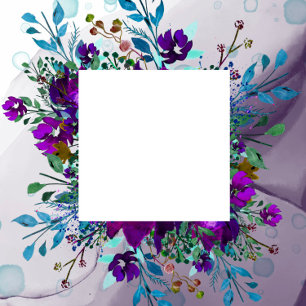 Paarse en Blauwgroen botanische Floral Wedding Kaart