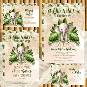 Olifant kleine wilde is op de weg Baby shower Bedankkaart