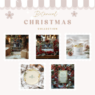 Gold Ribbon Rustic Christmas Party Papieren Bordje