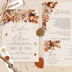 Herfst en herfst bloemen en bladeren Wedding Brunc Kaart