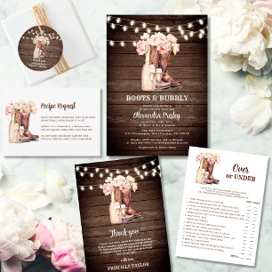 Boots & Bubbly rustieke Cowgirl Bloemen VRIJGEZELL Kaart