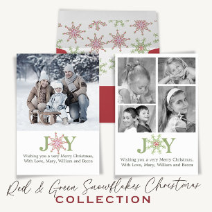 Holiday Cute Snowflake Whimsical Colorful 4 Feestdagenkaart