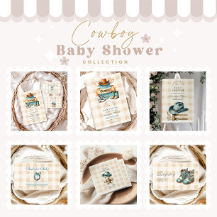 Little Cowboy Modern Western Rodeo Baby shower Kaart