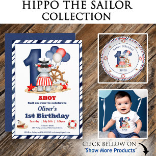 Nautical Sailor 1st Birthday Party Boy Kaart