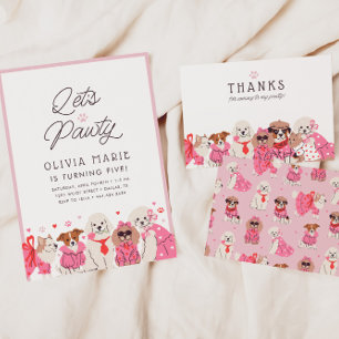 Let's Pawty Girls' Pink Puppy Party Verjaardag Kaart