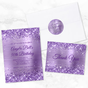 Royal Paars Glitter Amethyst Folie 50th Birthday Kaart