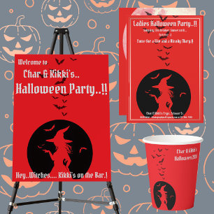 Heksen alleen Halloween feest Spandoek