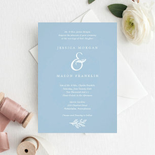 Dusty Blue Wedding Tri-Fold Invitations RSVP Drieluik Uitnodiging