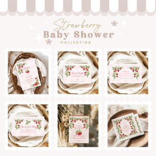 Sweet Strawberry Baby shower Note voor Baby Informatiekaartje