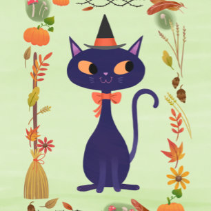 Cute Halloween Witch Cat Kussen