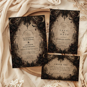 Antieke Victoriaanse Goth-huwelijk Save The Date