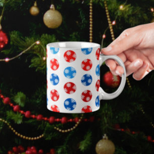 Kerstblauw en rode ornamenten met sneeuwvlokken cadeaupapier