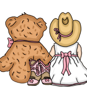 MeisjesBaby shower   Cowgirl en Teddy Bear Kaart