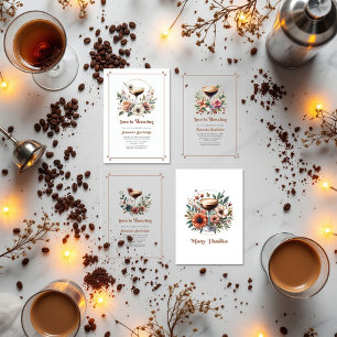 Mocha Mousse "Love is Brewing" Vrijgezellenfeest F Vellum Uitnodigingen
