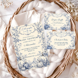 Elegante Blauwe Chinoiserie Kleine Pompoen Baby Sh Servet