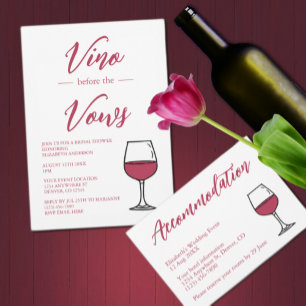 Vino voor het Vrijgezellenfeest Vows/Bachelorette RSVP Kaartje