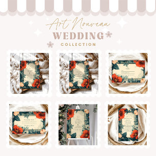 European Floral Wedding Art Nouveau Kaart