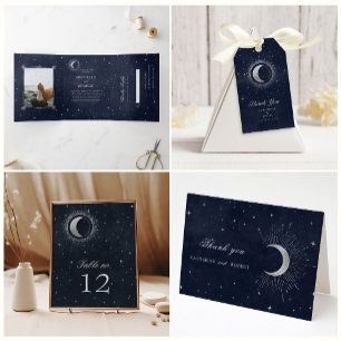 Celestial Crescent Moon Wijzig de datum Briefkaart