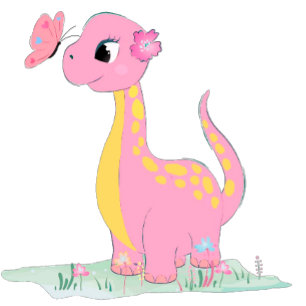 Cute Dinosaur met roze pony Baby Girl Shower Kaart