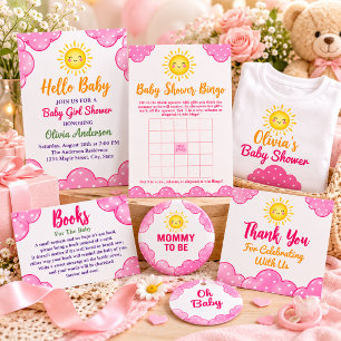 Elegante Watercolor Roze Wolken Baby Shower Informatiekaartje