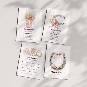 Coastal Cowgirl Roze Coquette Bachelorette Bedankkaart