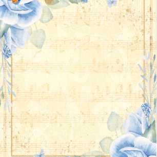 Dusty Blue Floral  Musical Wedding Kaart