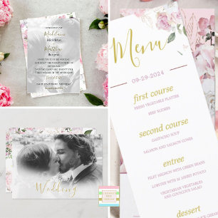 Foto Bloemen Rozen Romantische bruiloft Dank u Briefkaart