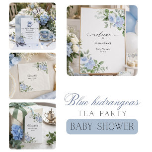 Blauwe Hortensia's baby is brewing theepartij show Kartonnen Onderzetters